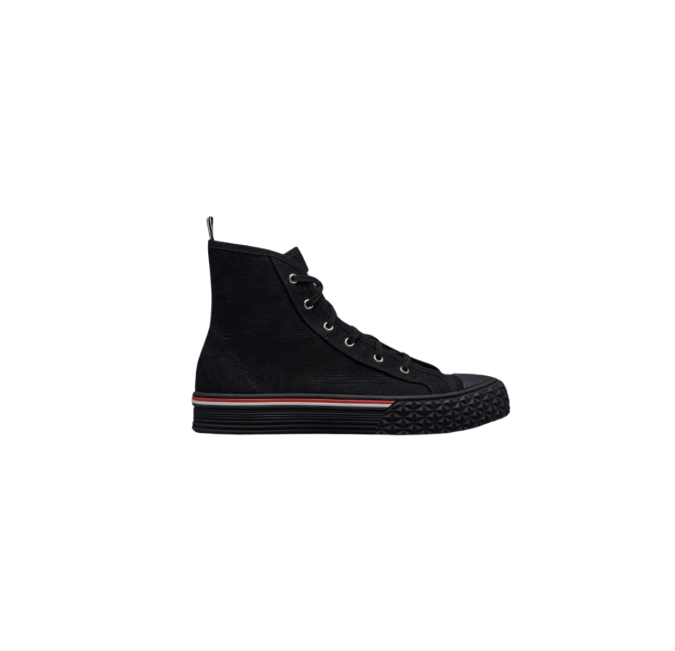 Thom Browne Canvas Tartan Tread Sole Collegiate High Top Trainer (Tenis de Hombre)